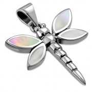 Mother of Pearl Dragonfly Silver Pendant, p569